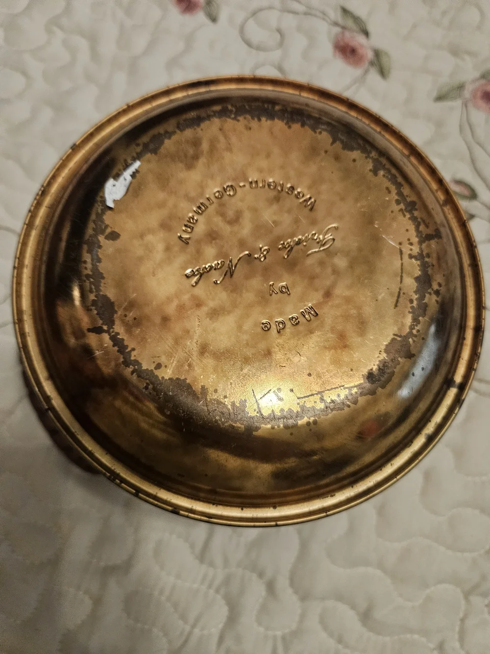 Copper-Tone Figural Decorative Basket with Handle